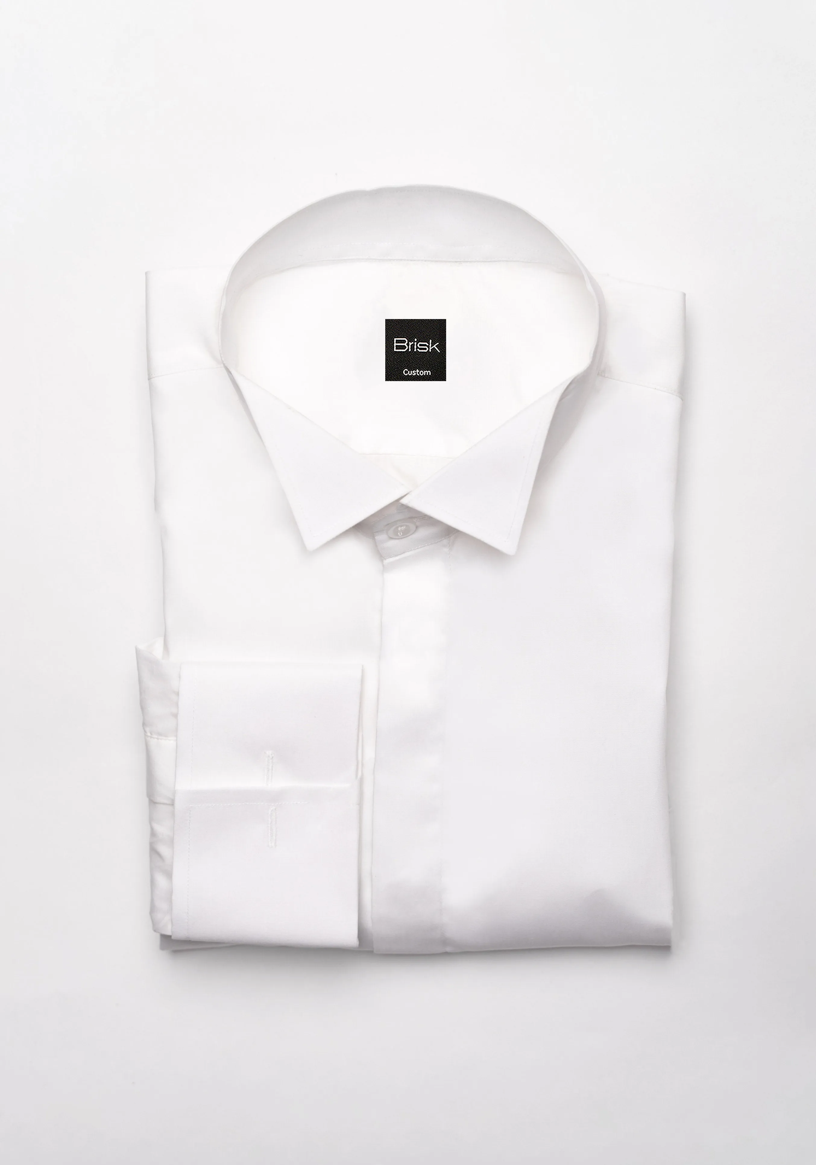 Egyptian White 60's Poplin  Wingtip Collar Shirt - Bib Front