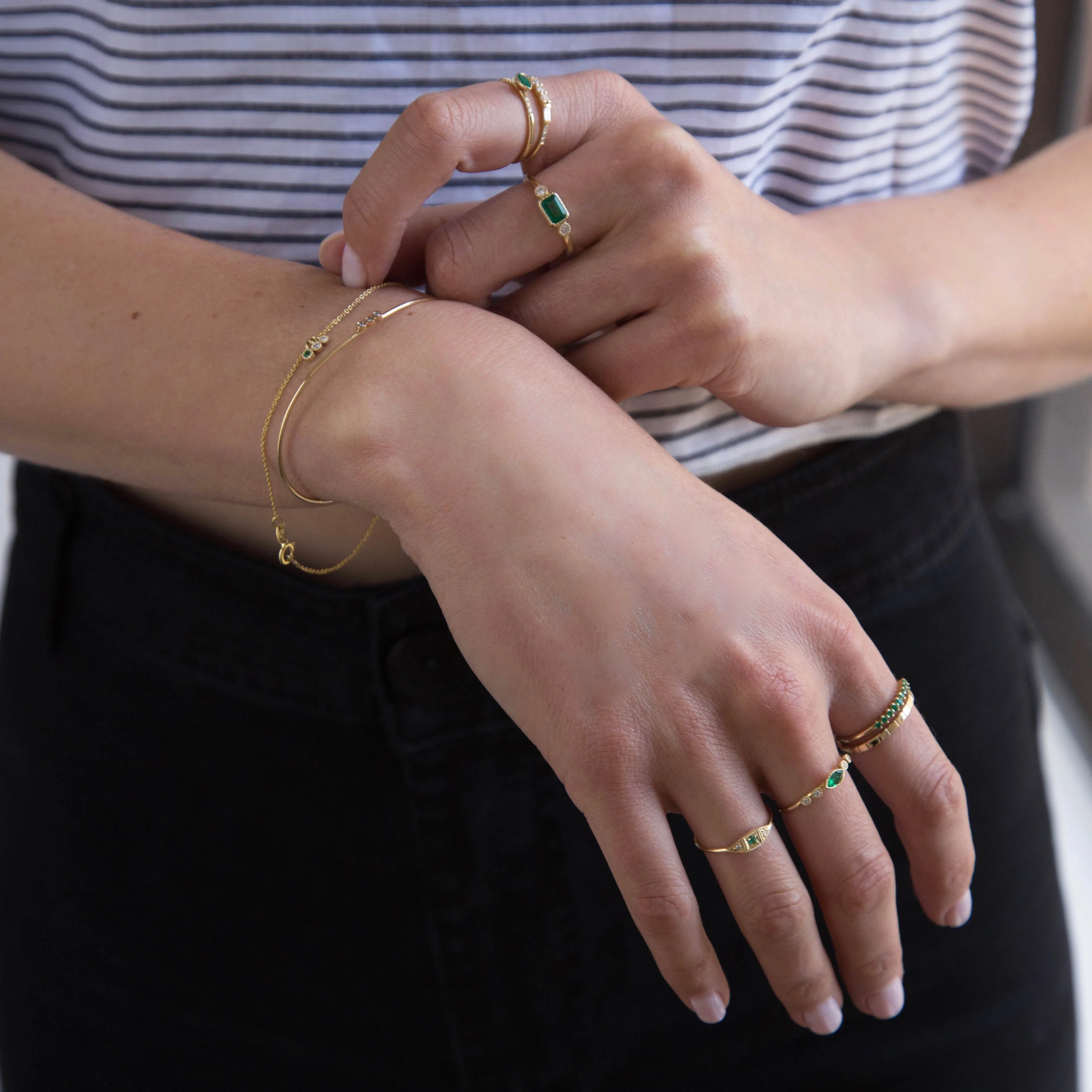 Emerald Mini Deco Point Ring