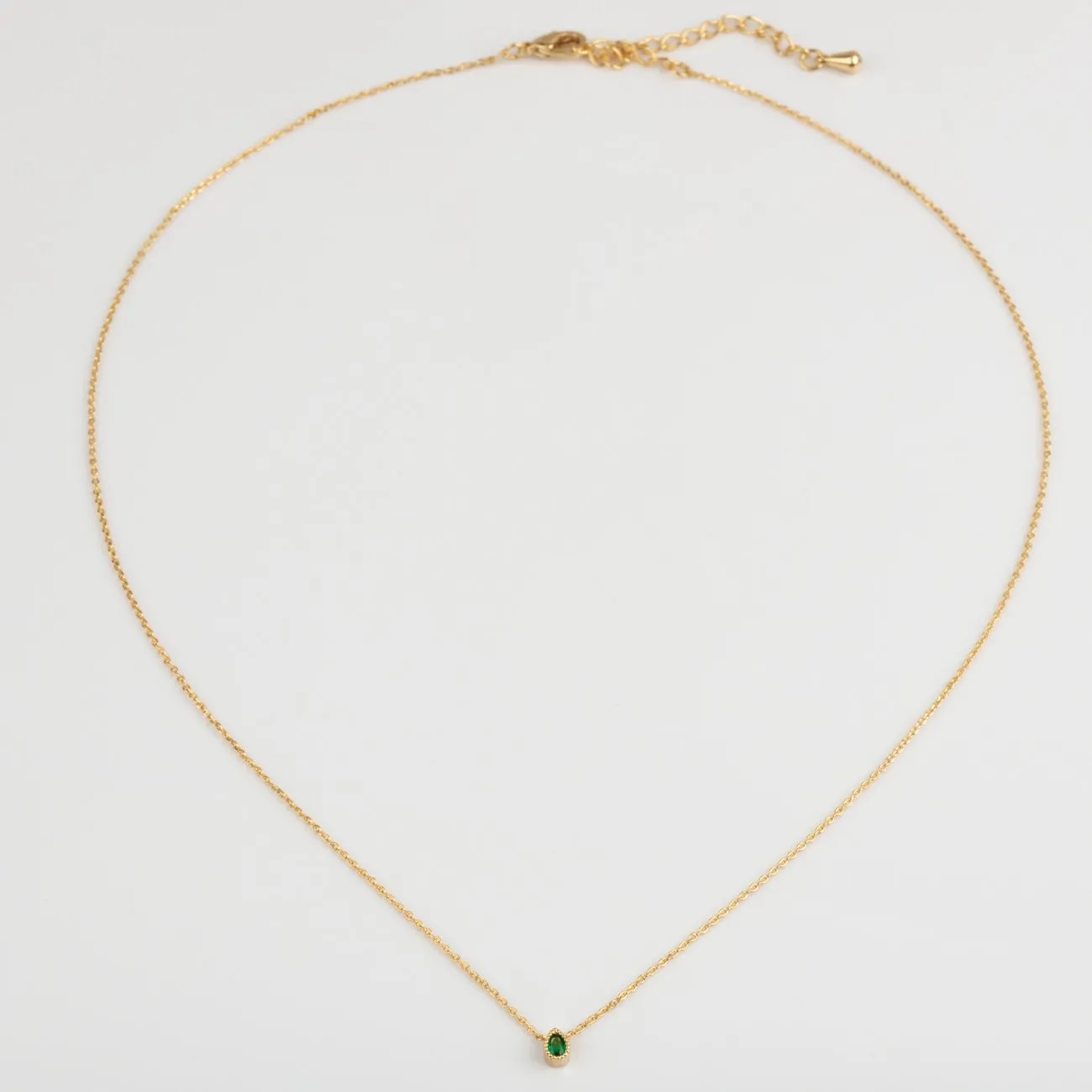 Emerald Tiny Teardrop Necklace