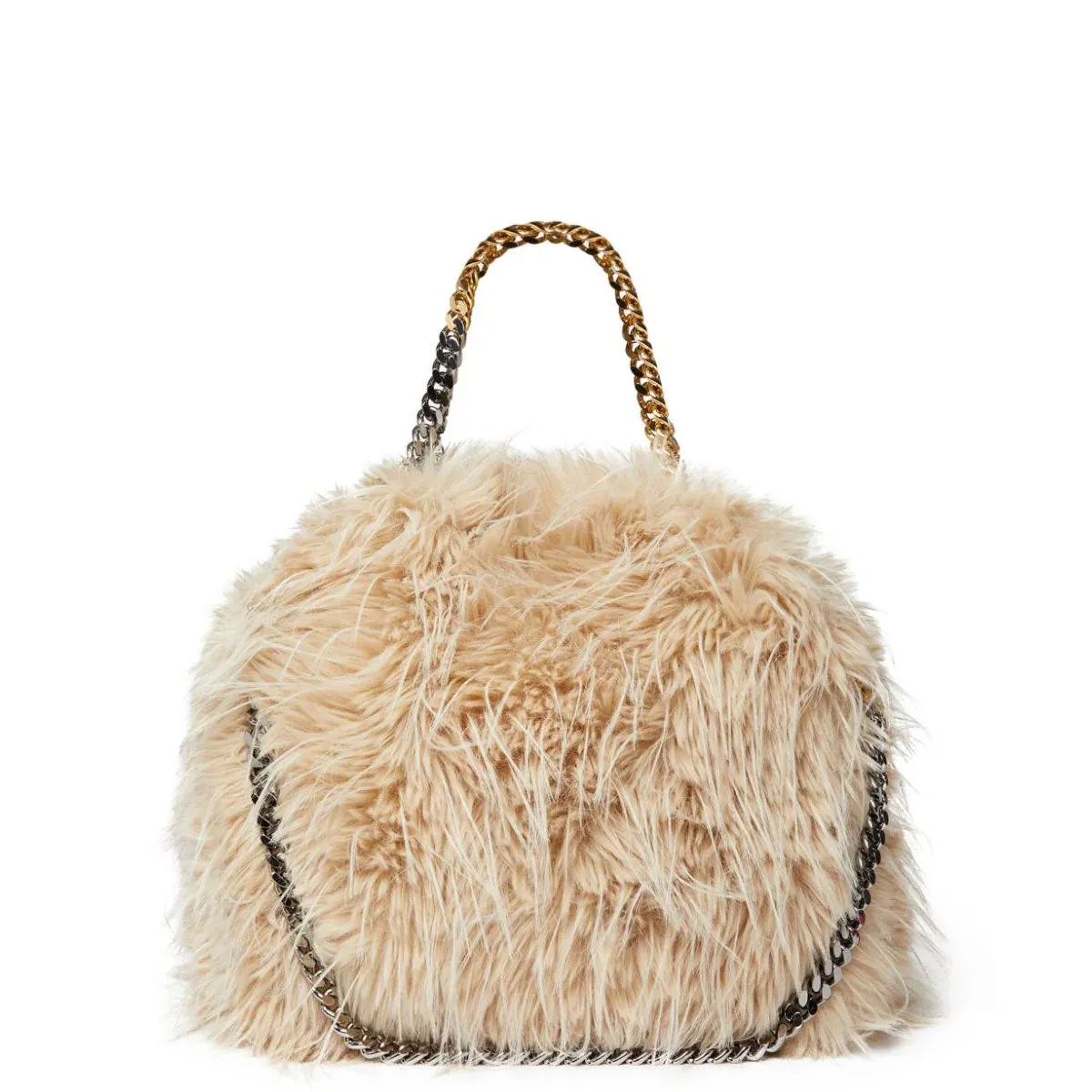 Falabella 3 Chain Tote Shaggy Goat, Birch