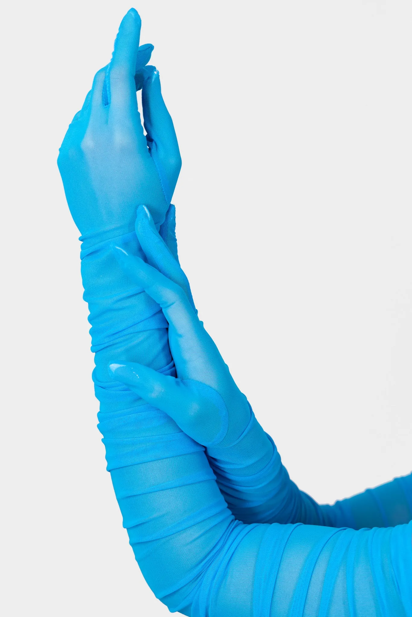 Fia Ruched Mesh Gloves -Turquoise