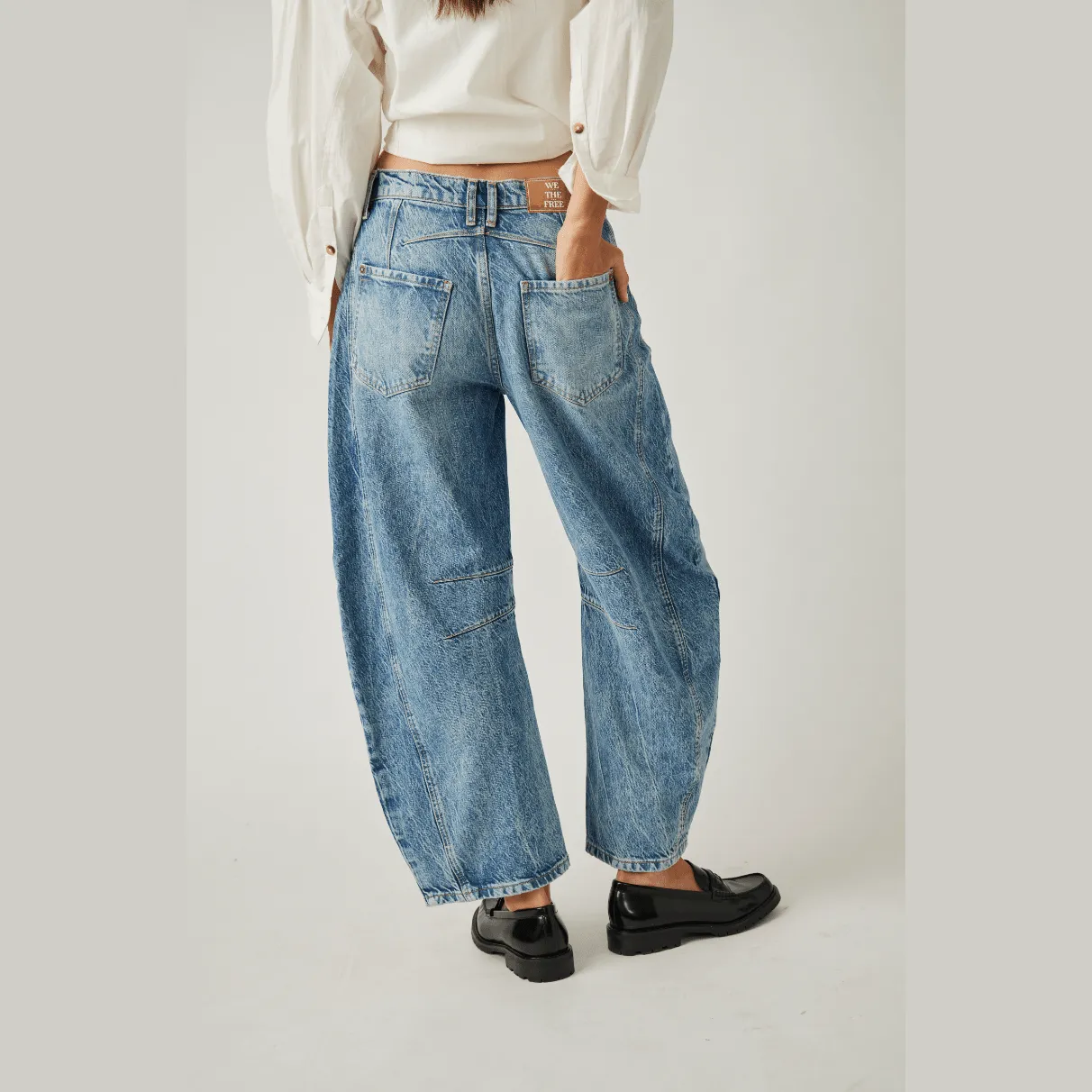 Free People Good Luck Mid Rise Barrel Jean