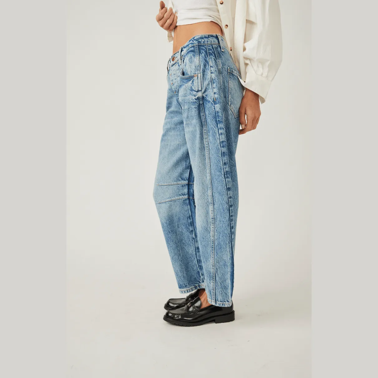 Free People Good Luck Mid Rise Barrel Jean