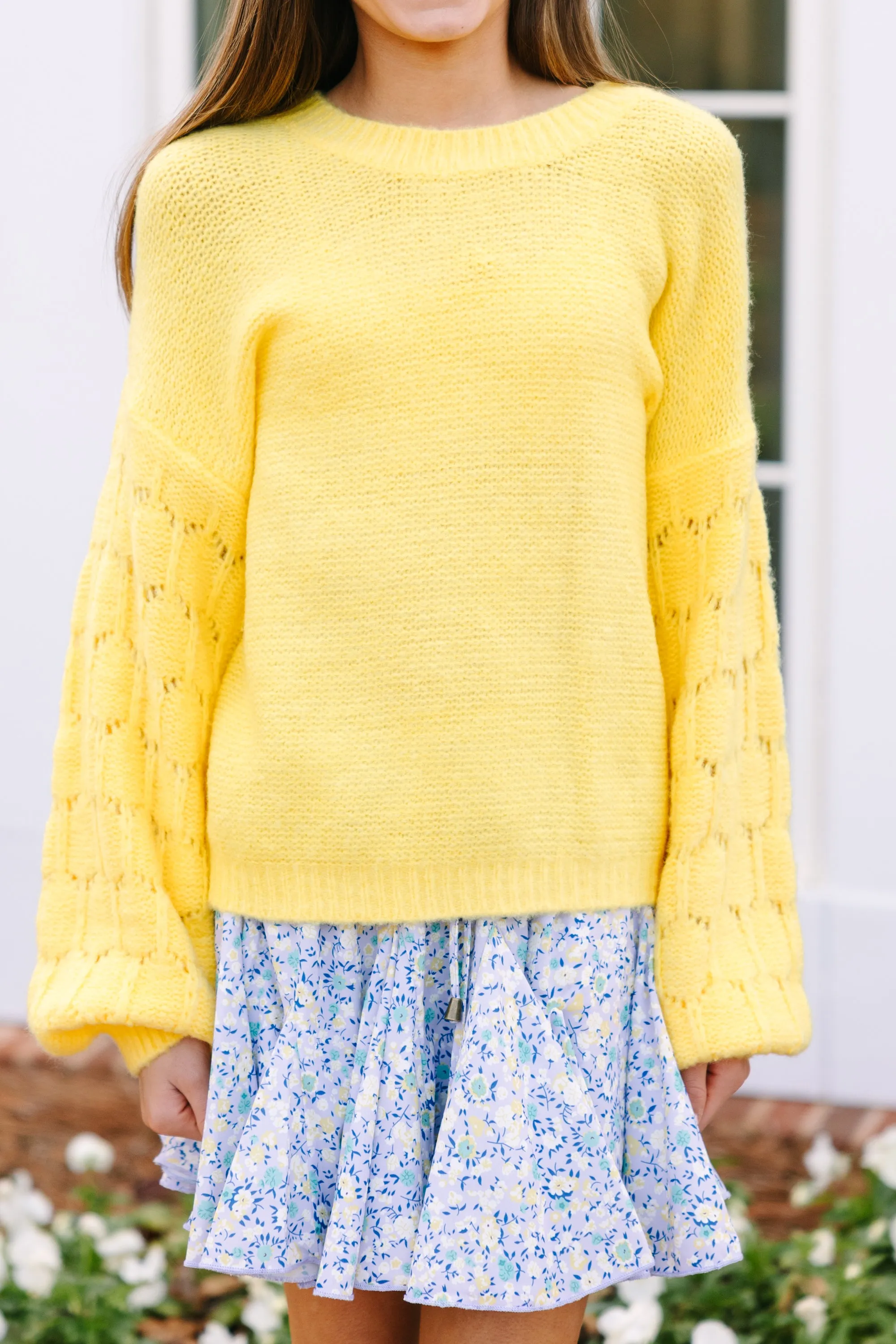 Girls: Feeling Close To You Yellow Textured Sweater