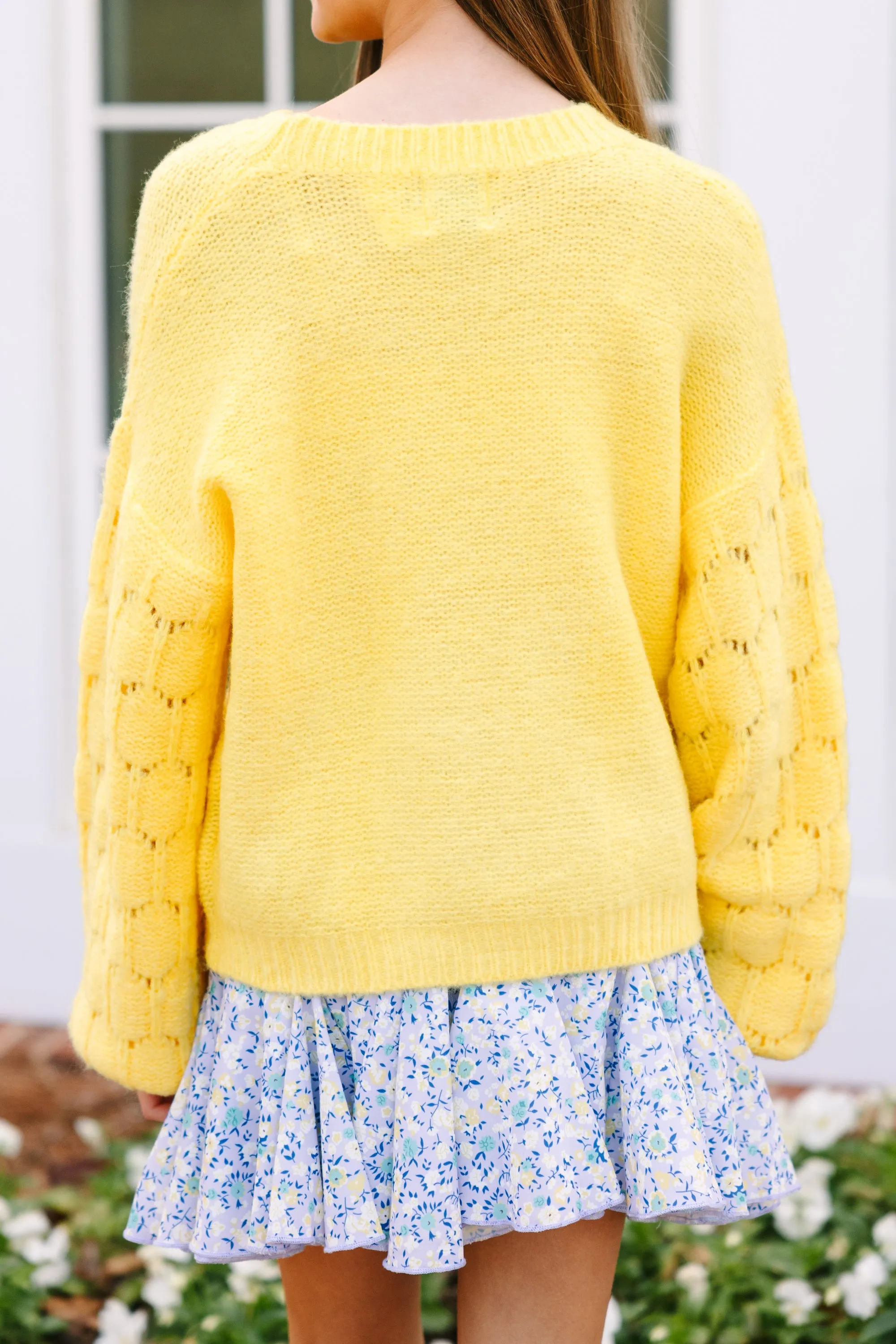 Girls: Feeling Close To You Yellow Textured Sweater