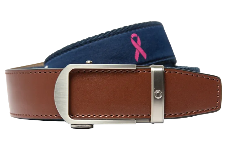 Hampton Navy Pink Ribbon, 1 3/8 Strap, Golf Ribbon Belt