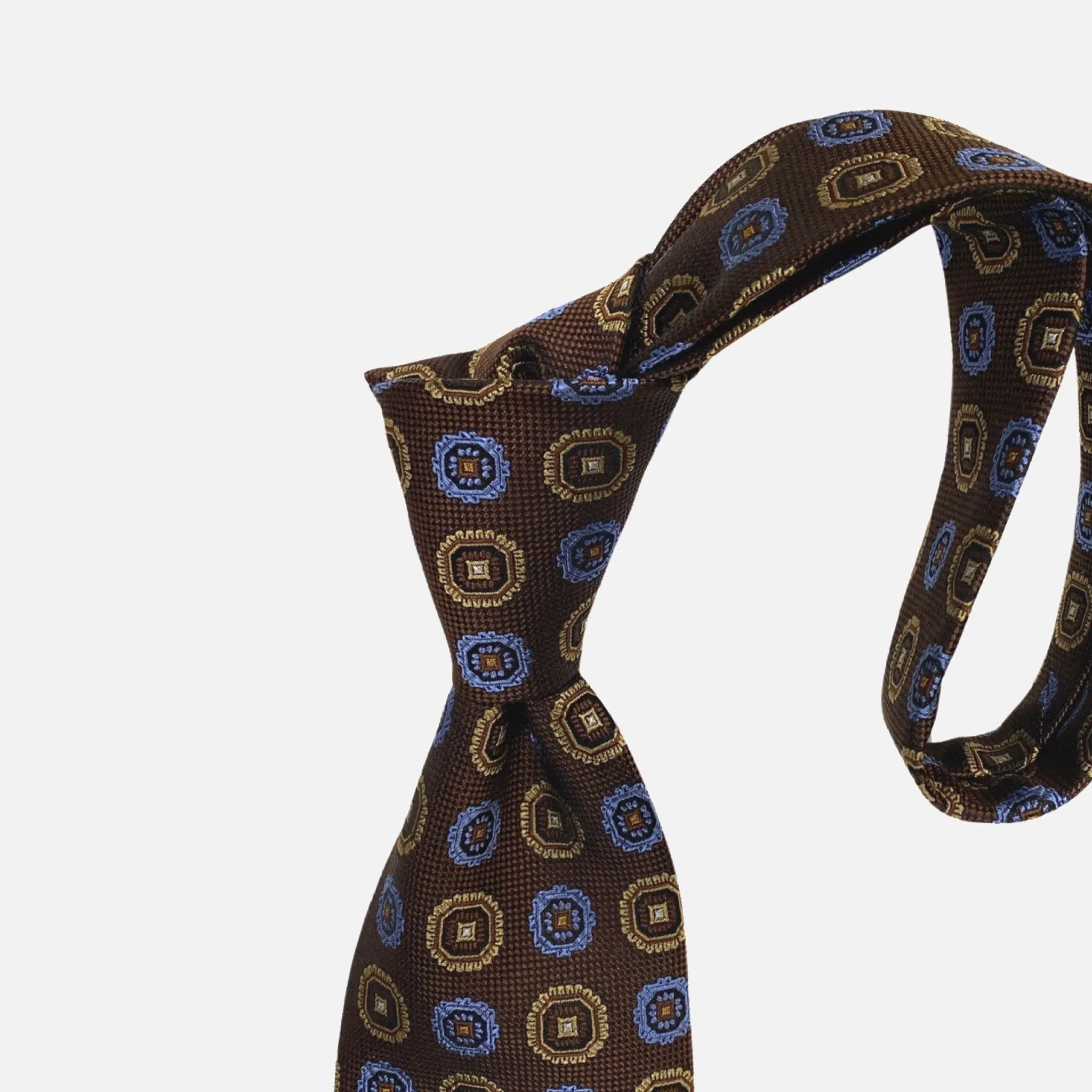 JZ Richards Brown Silk Medallion Tie - Handcrafted Excellence in Every Knot - Made in the USA