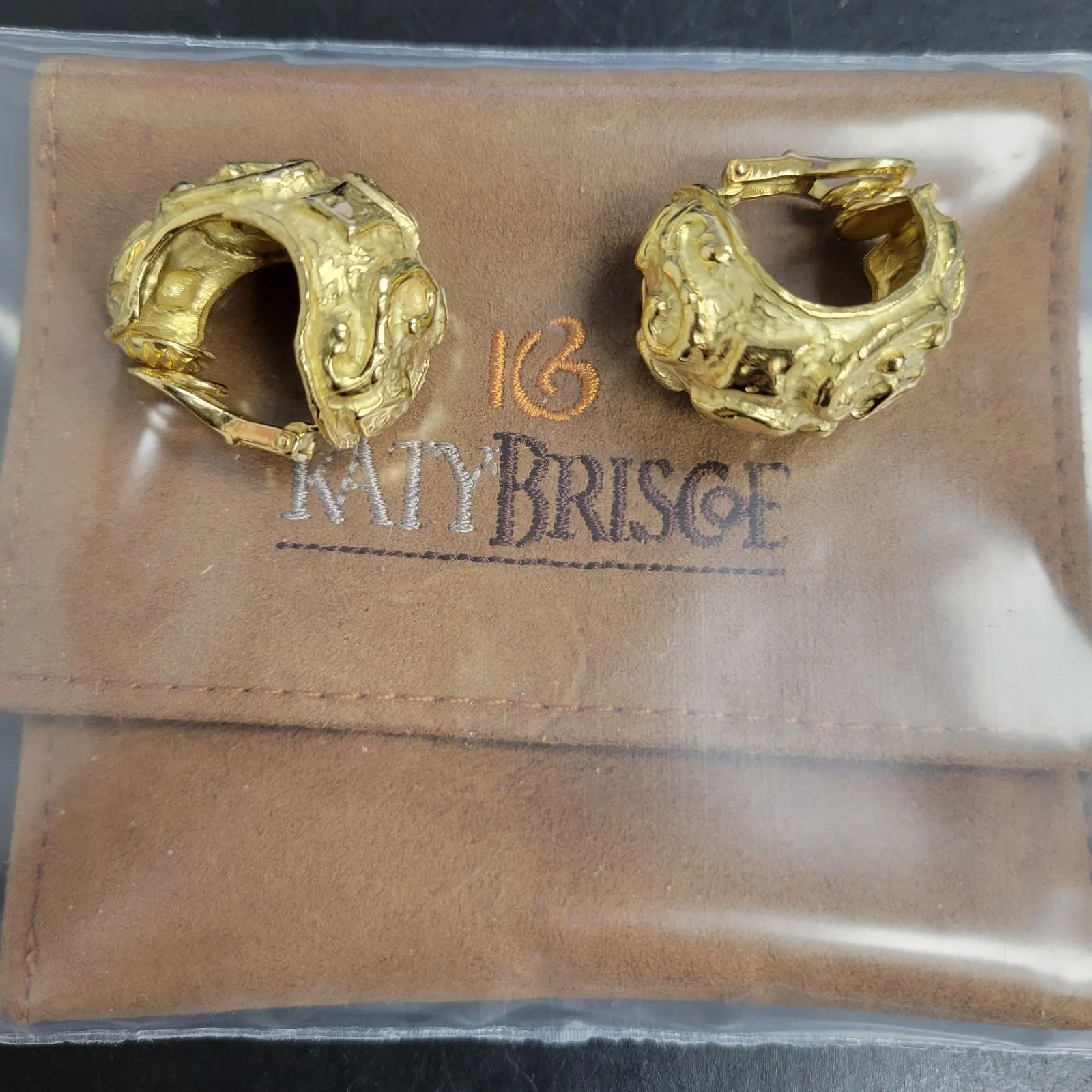 Katy Briscoe 18K Yellow Gold Scrollwork Clip-On Earrings