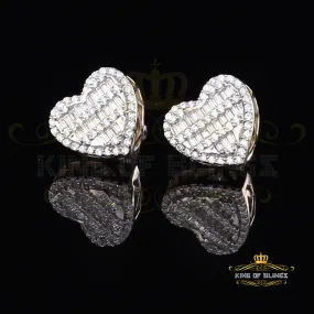 King of Bling's 925 Yellow Sterling Silver 1.48ct Cubic Zirconia Men's & Women's Heart Earrings