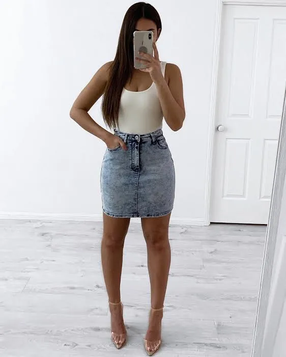 Kyla Denim Skirt - Acid Wash