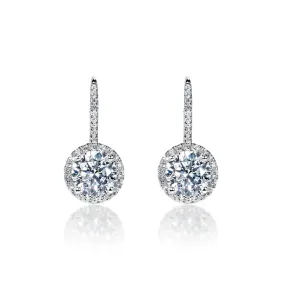 Lachina 4 Carat F VS2 Round Brilliant Lab-Grown Leverback Diamond Earrings in 18k White Gold