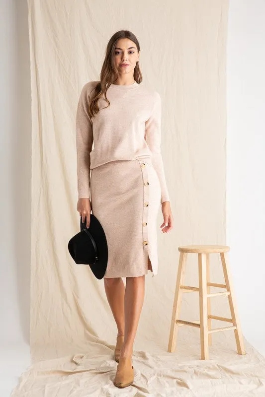 London Sweater Knit Skirt in Oatmeal