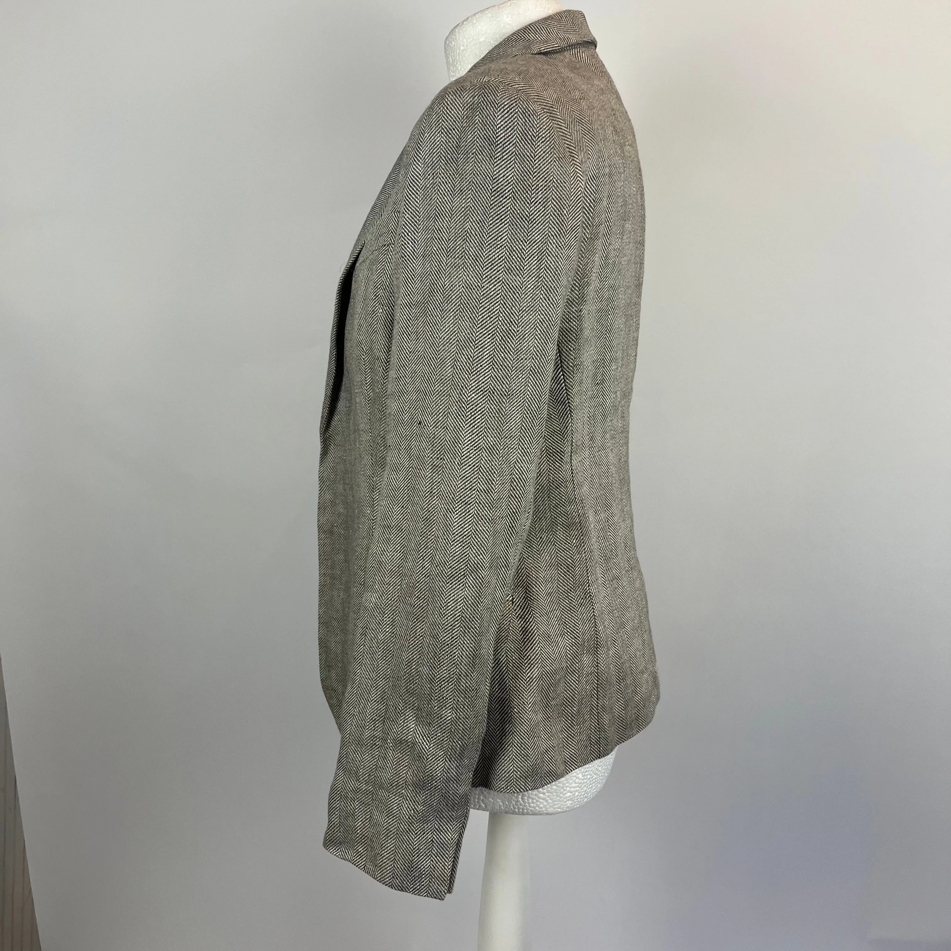 Loro Piana Moss Herringbone Linen Jacket S