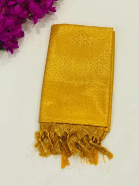 Magnificent Yellow Color Silk Shawl (Ponnadai) For Guest