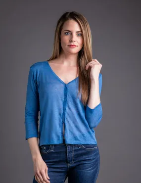 Majestic Linen Cardigan in Ponza Blue