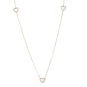 Mother of Pearl Heart with Diamonds Station Necklace