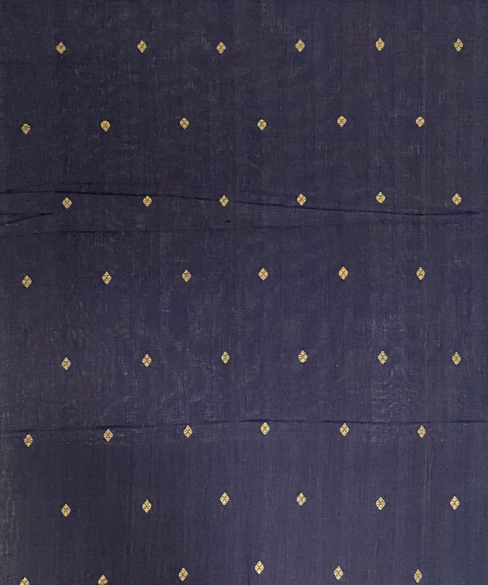 Navy blue yellow buti handloom assam silk stole