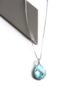 NECKLACE LIGHT BLUE TEARDROP