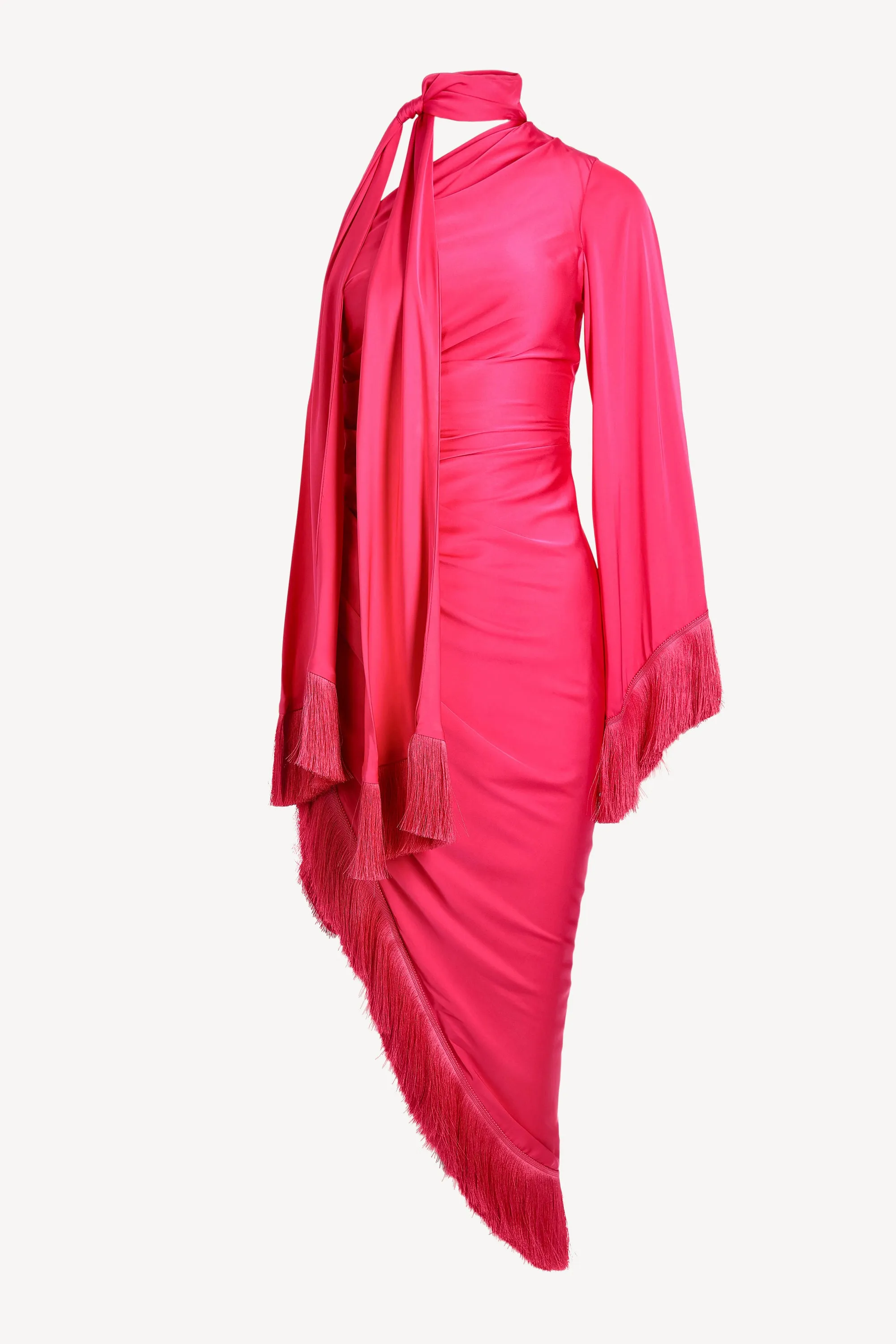 One Shoulder Kleid Oscar in Hot Pink