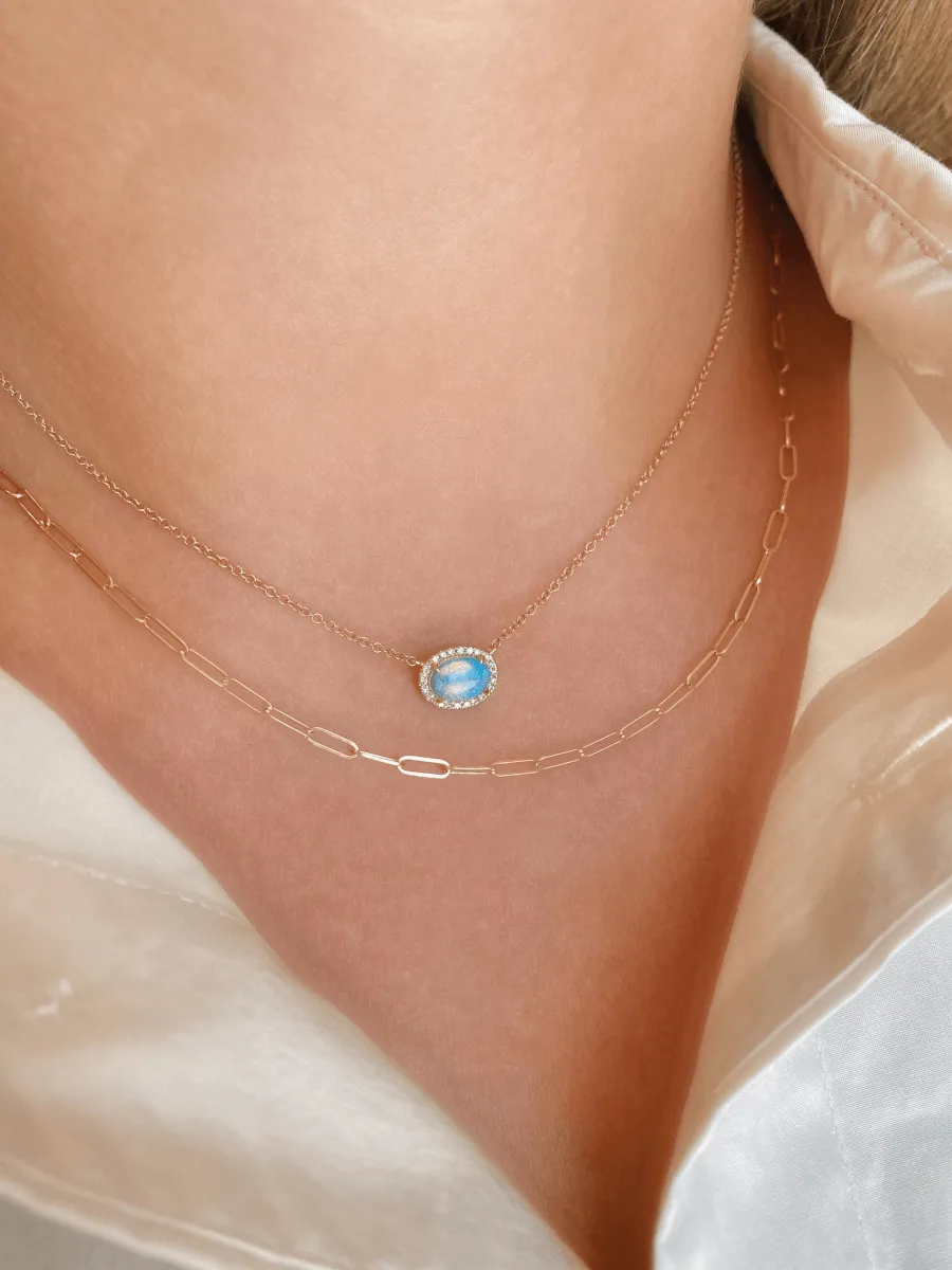 Opal and Diamond Necklace 14K