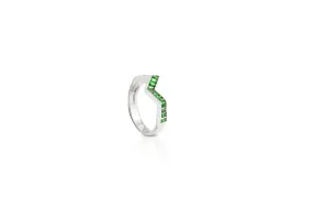 Origami Ziggy Tsavorite Garnet Ring in White Gold