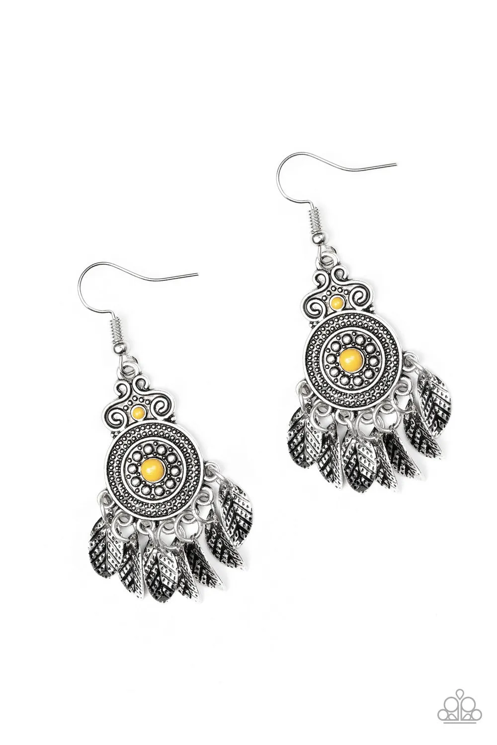 Paparazzi Accessories  - Lower East Wildside #L14 Peg - Yellow Earrings