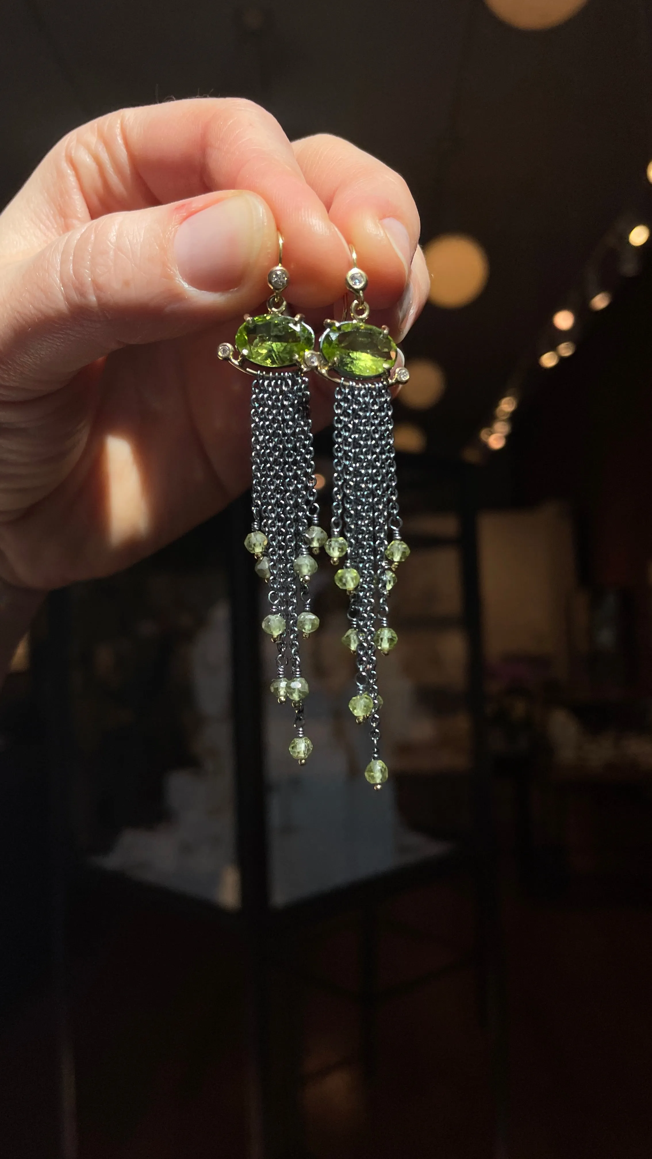 Peridot Chain Earrings