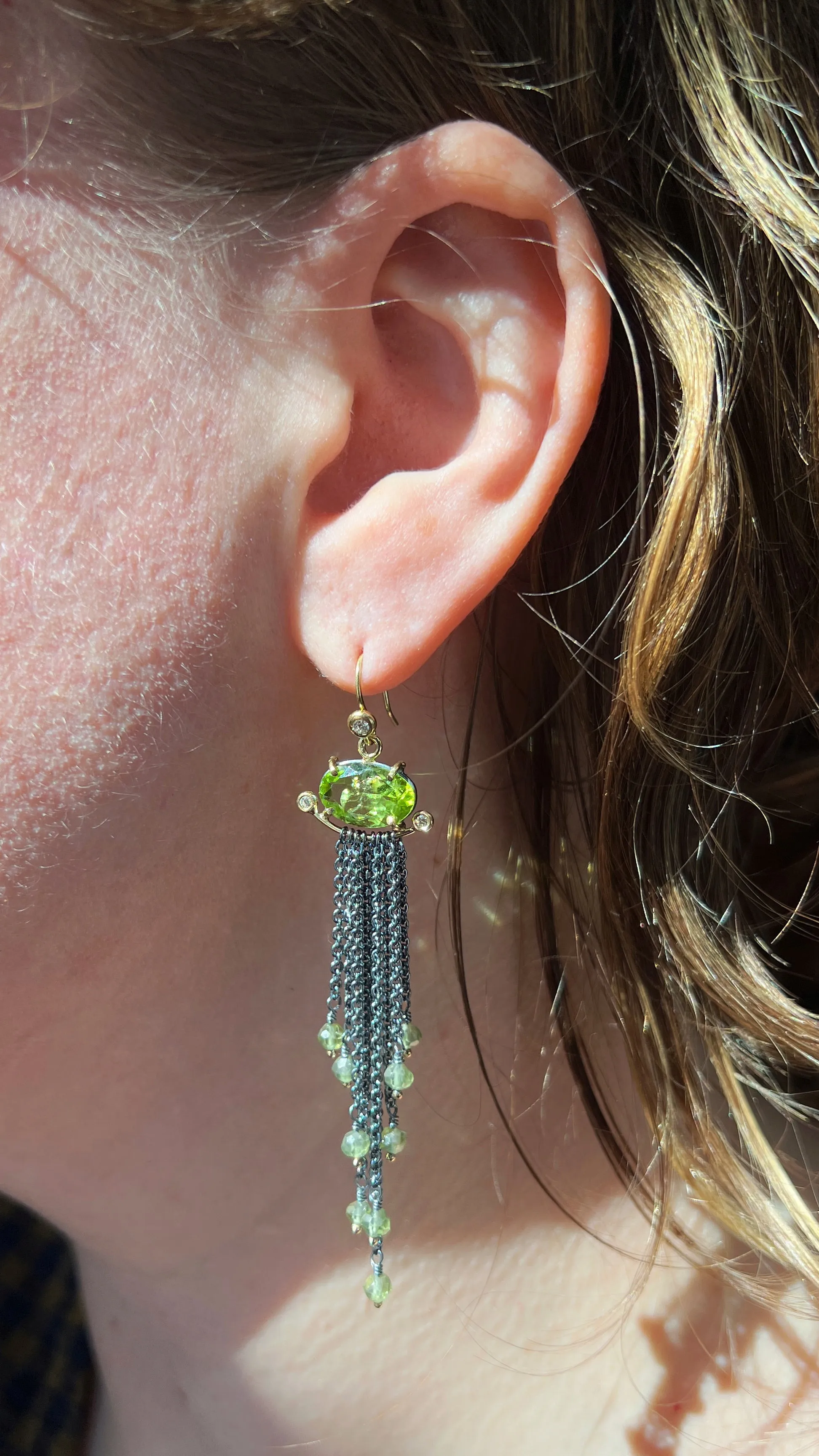 Peridot Chain Earrings