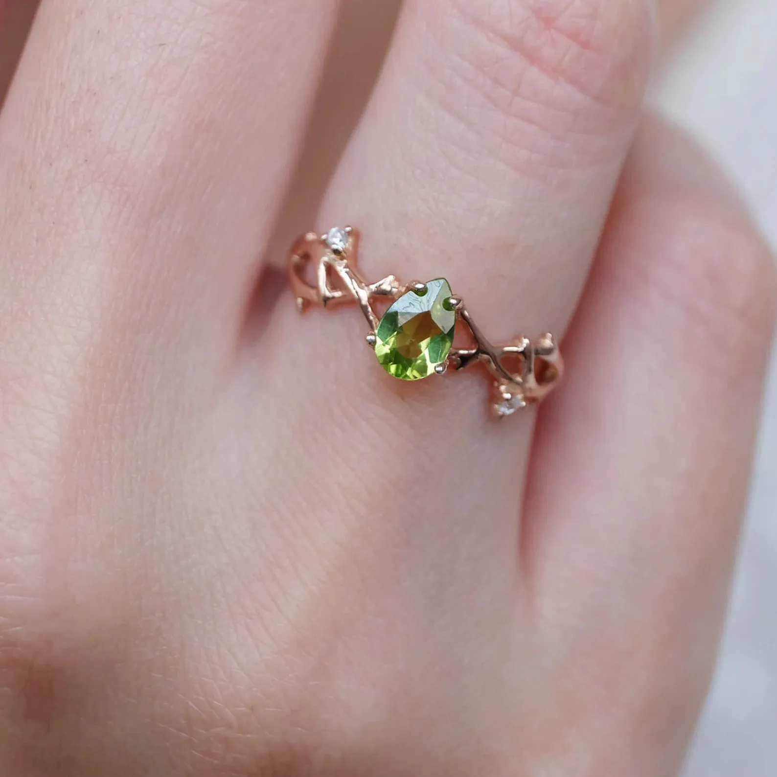 Peridot Diamond Ring Lillia