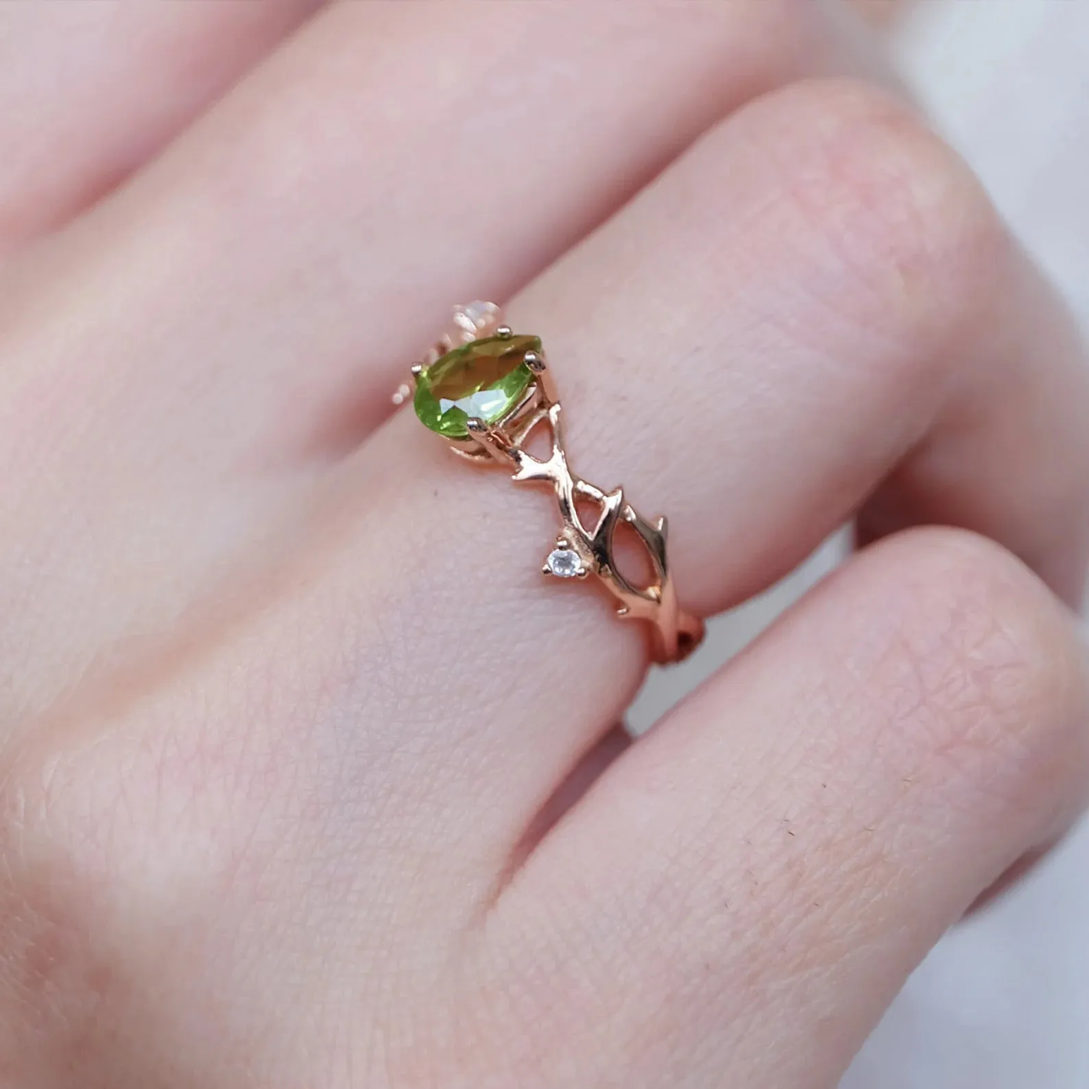 Peridot Diamond Ring Lillia