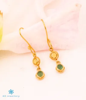 Precious Emerald & Peridot Earrings in 22 KT Gold