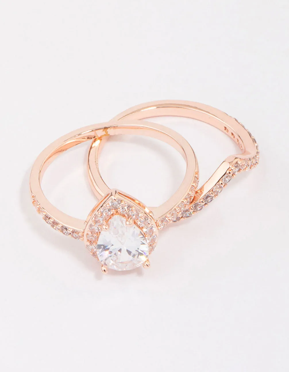 Rose Gold Crowned Pear Diamond Ring