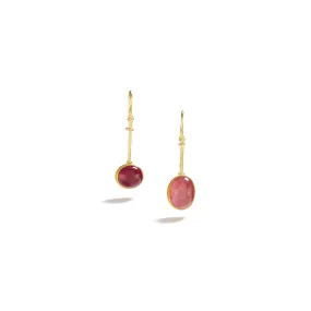 Round Pink Tourmaline Earring on Wire