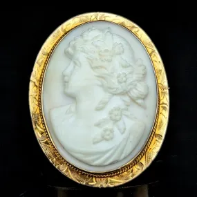 The Menton - c.1913 Antique Cameo 10k Yellow Gold Brooch Pendant FOB Convertible