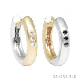 The Zen Yellow & White Gold 18k Reversible Huggies 18mm