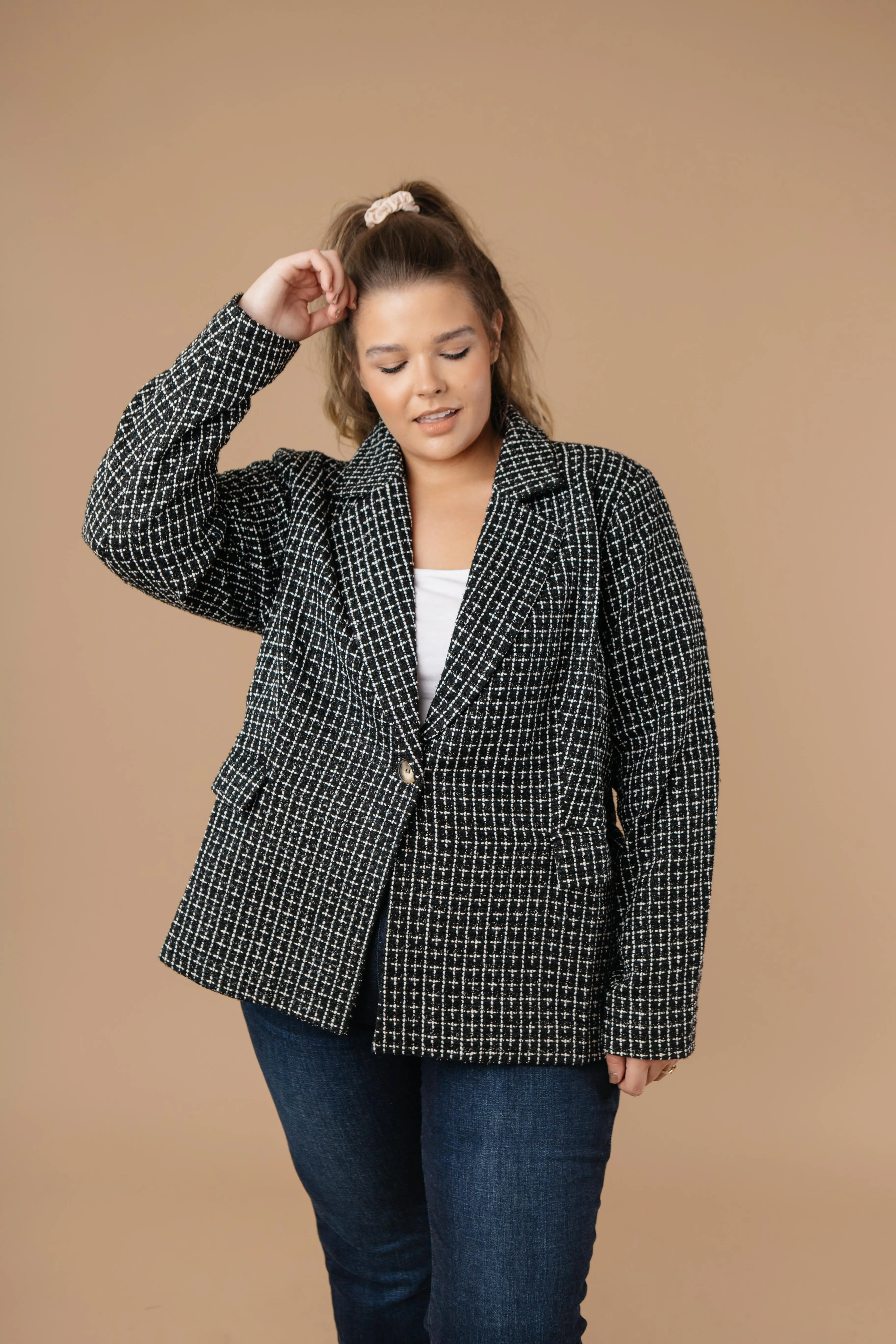 Tweedle Delightful Tweed Blazer In Black - On Hand