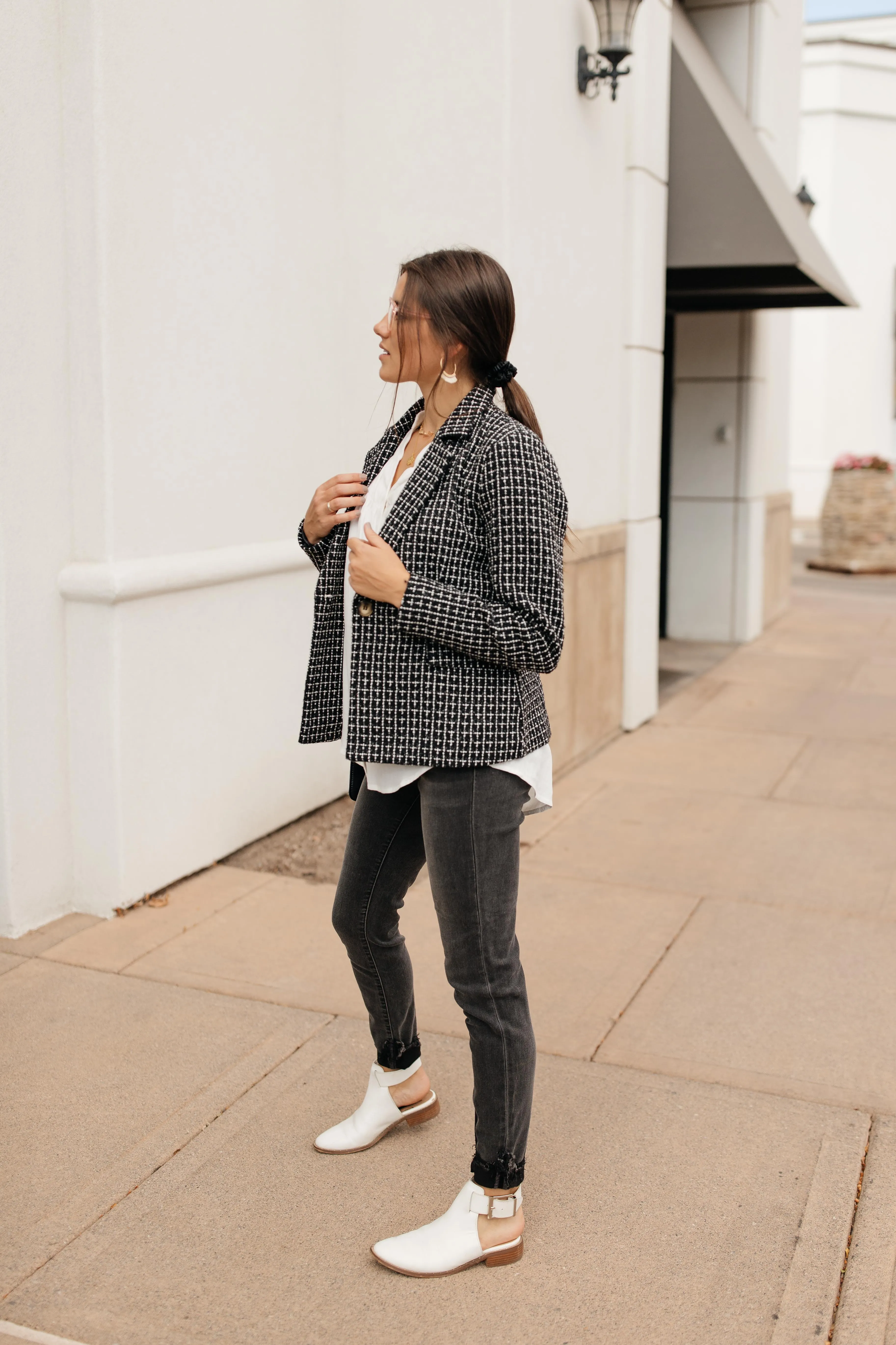 Tweedle Delightful Tweed Blazer In Black - On Hand