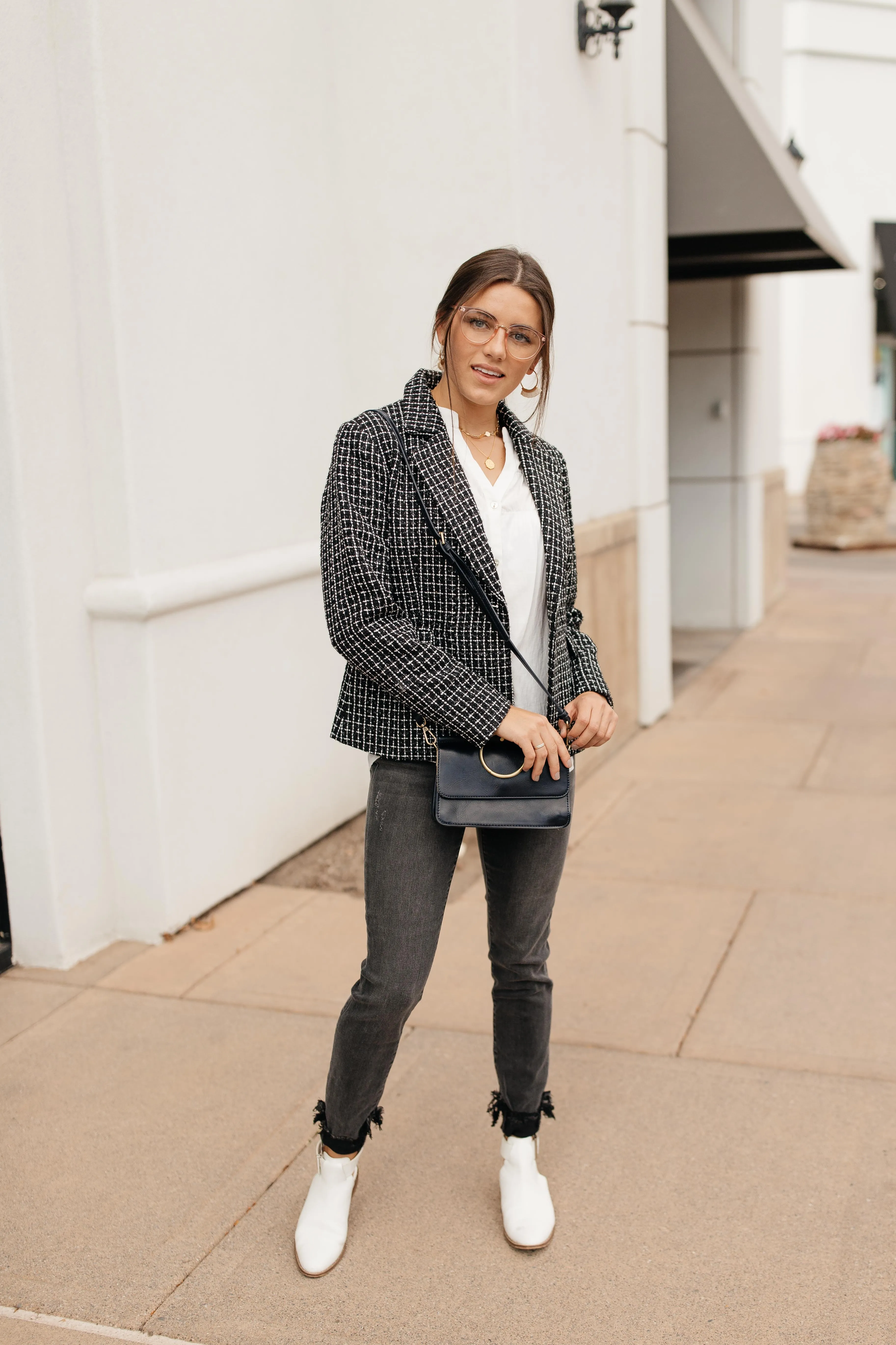 Tweedle Delightful Tweed Blazer In Black - On Hand