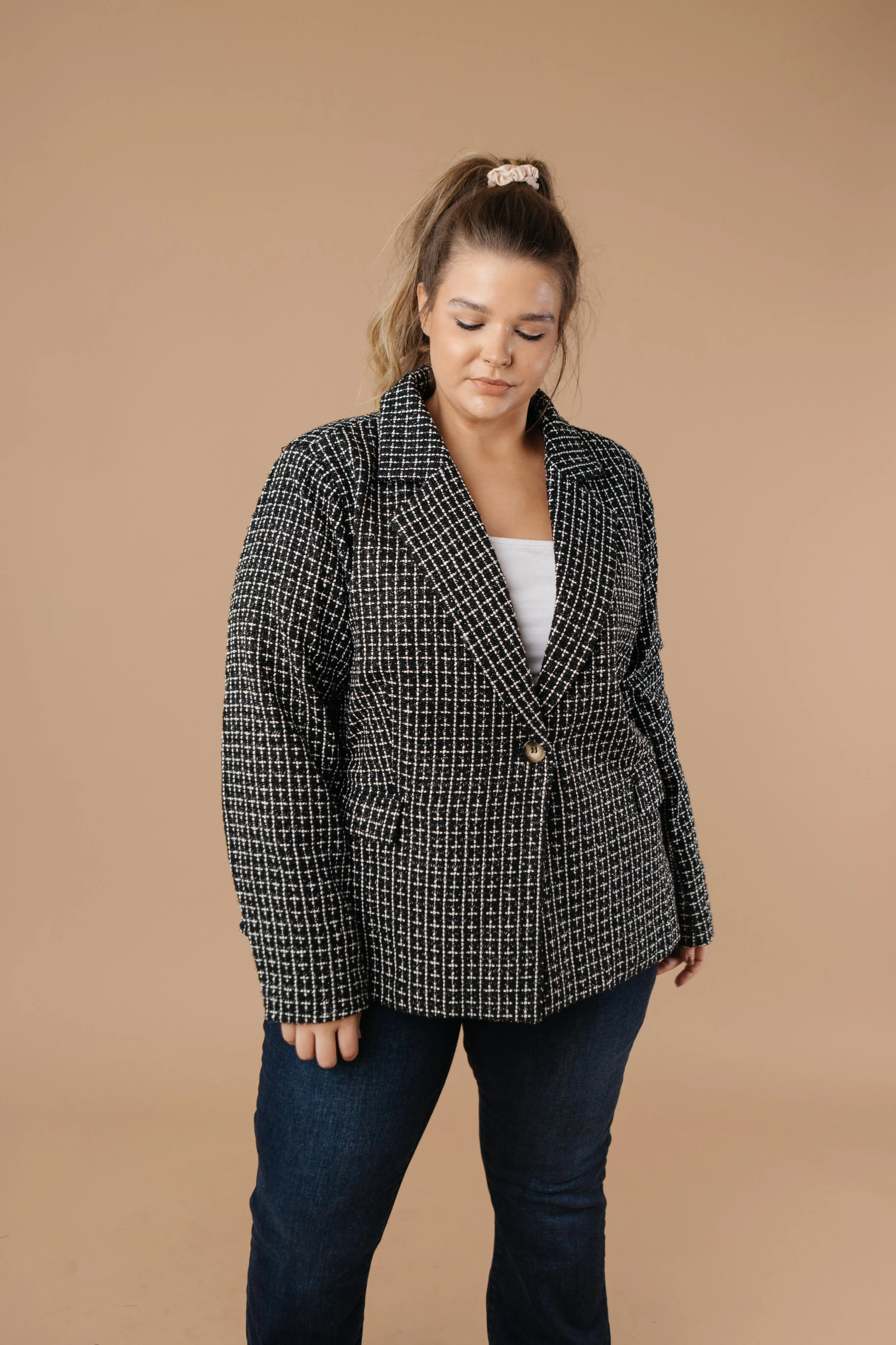 Tweedle Delightful Tweed Blazer In Black - On Hand