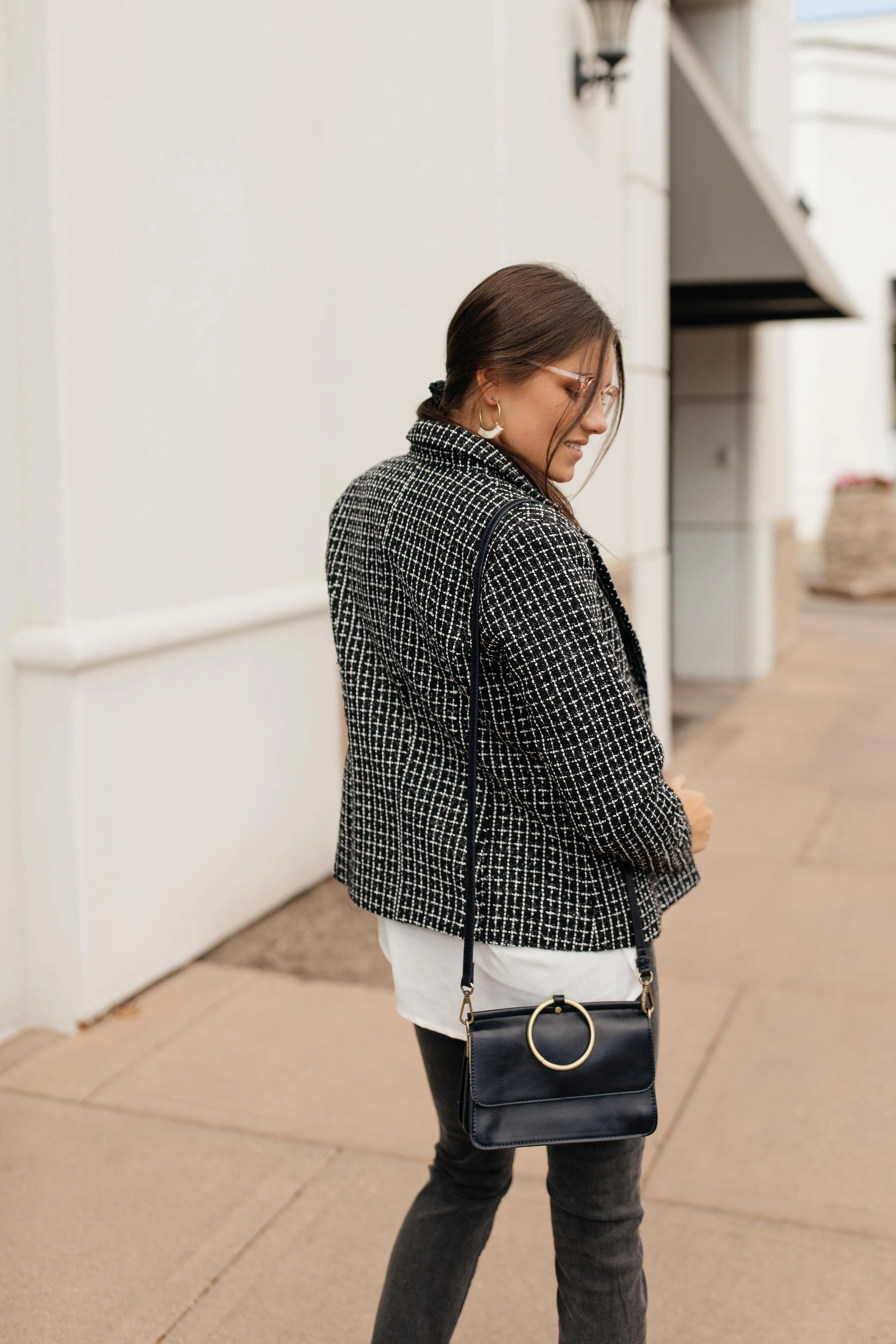 Tweedle Delightful Tweed Blazer In Black - On Hand