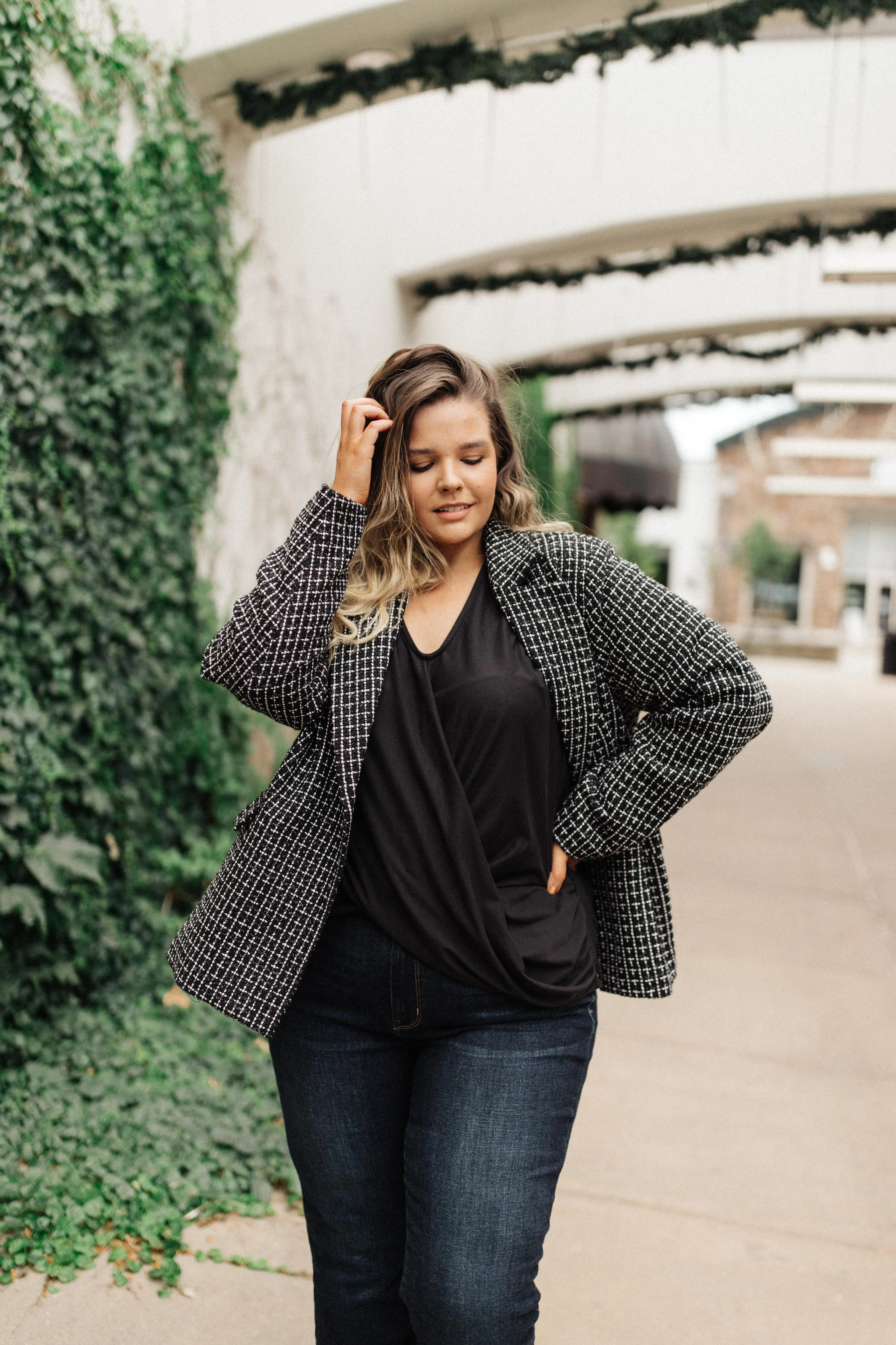 Tweedle Delightful Tweed Blazer In Black - On Hand