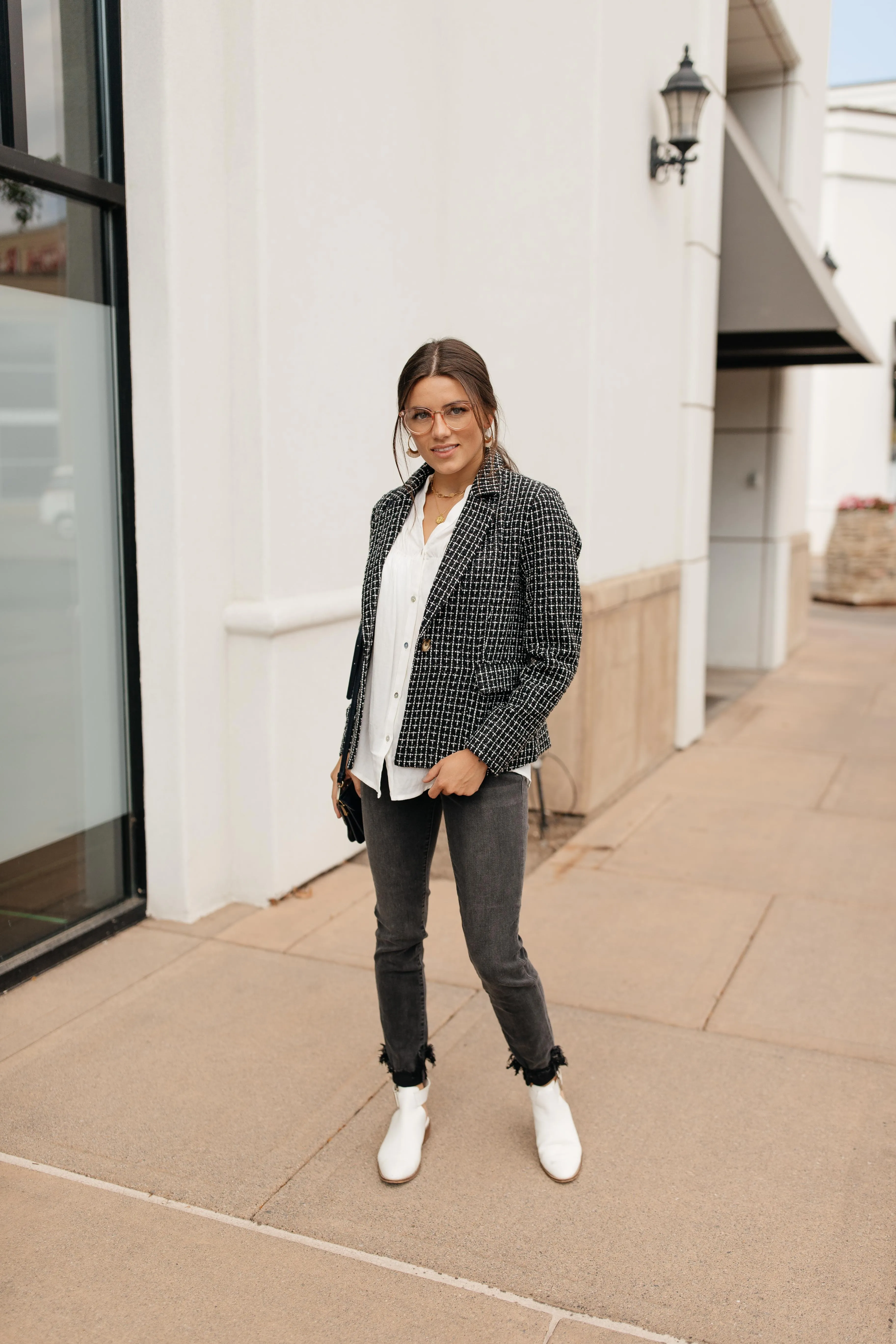 Tweedle Delightful Tweed Blazer In Black - On Hand