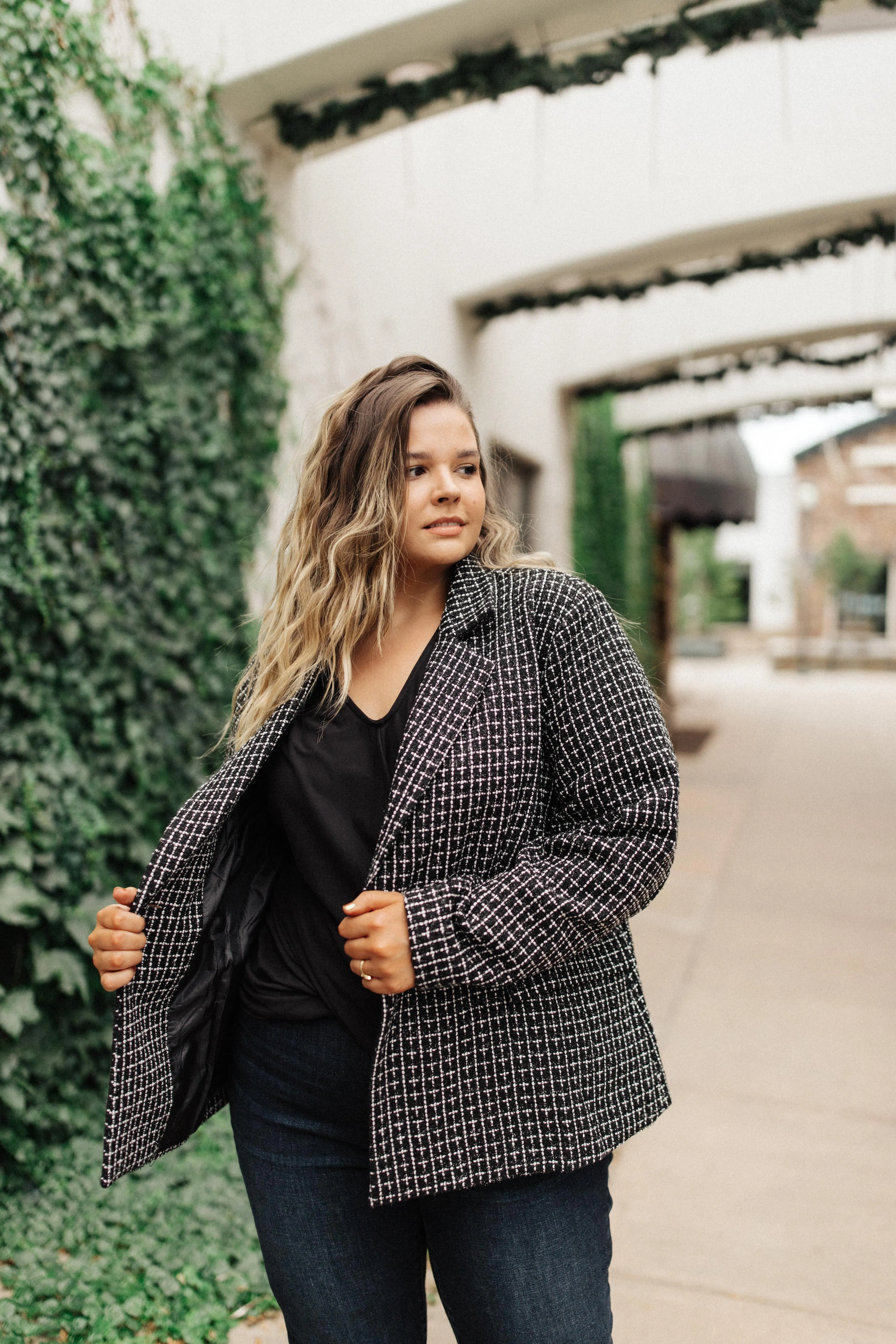 Tweedle Delightful Tweed Blazer In Black - On Hand