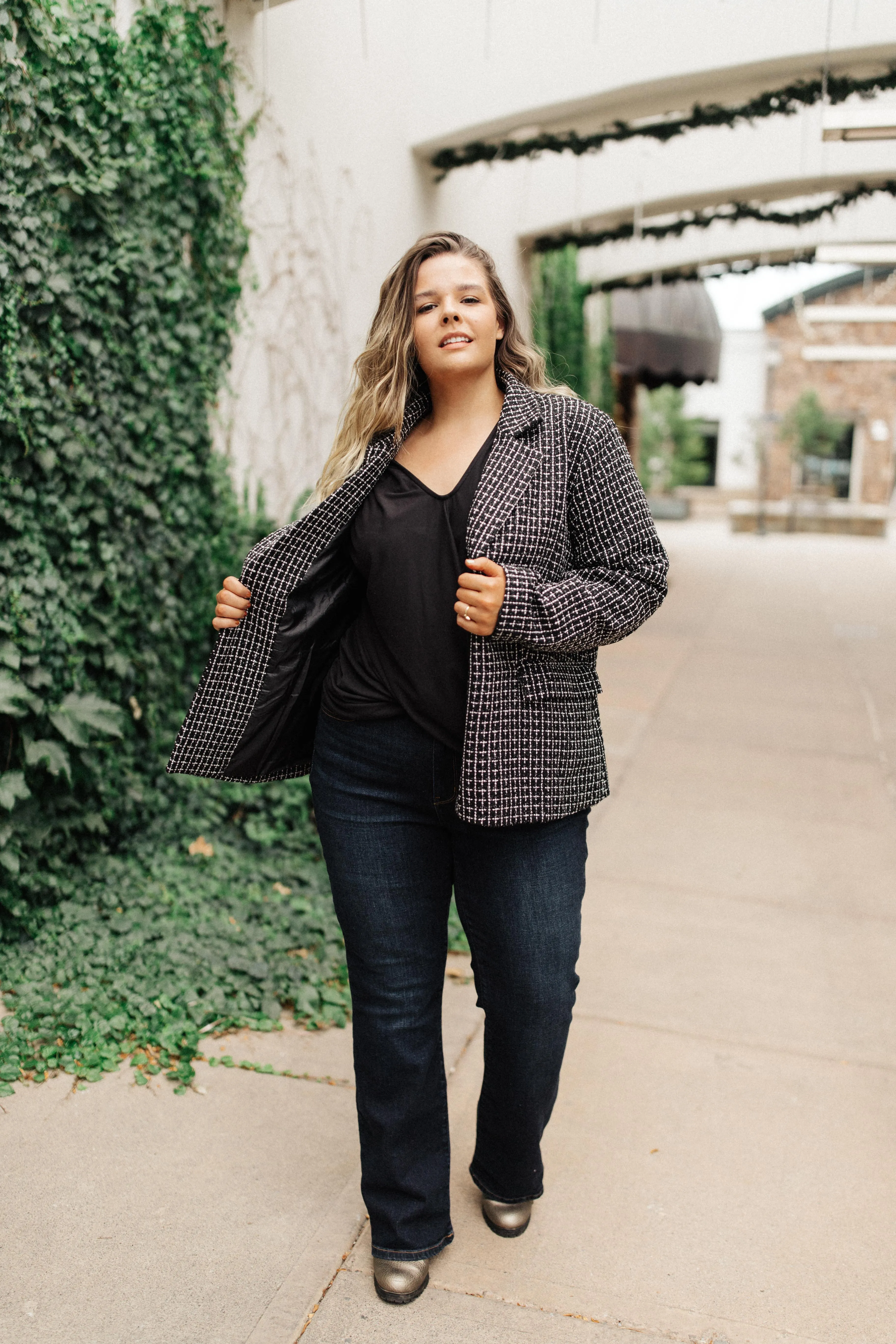 Tweedle Delightful Tweed Blazer In Black - On Hand