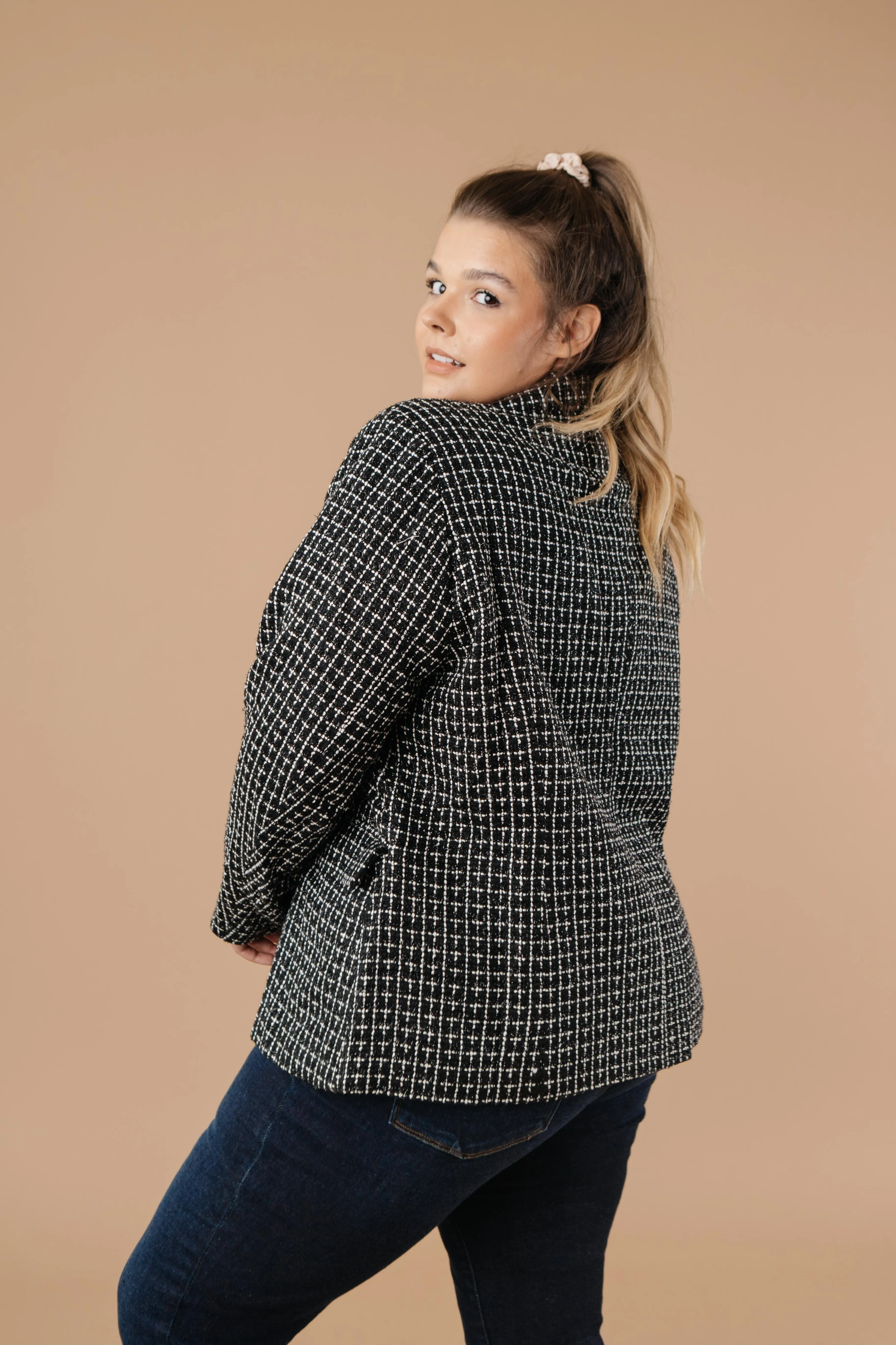 Tweedle Delightful Tweed Blazer In Black - On Hand