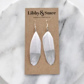 White and Silver 4 Feather Earrings