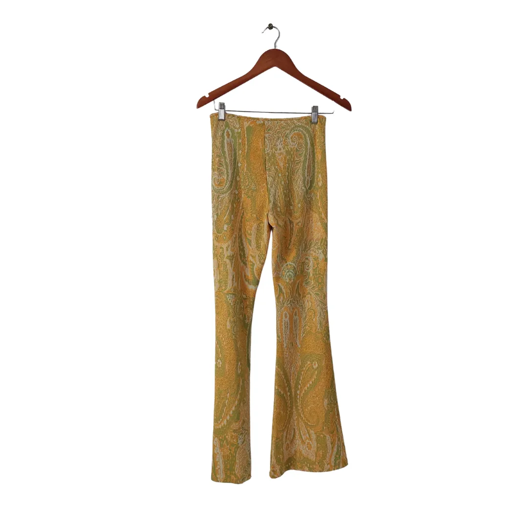 ZARA Yellow and Green Printed Flared Pants | Brand New |